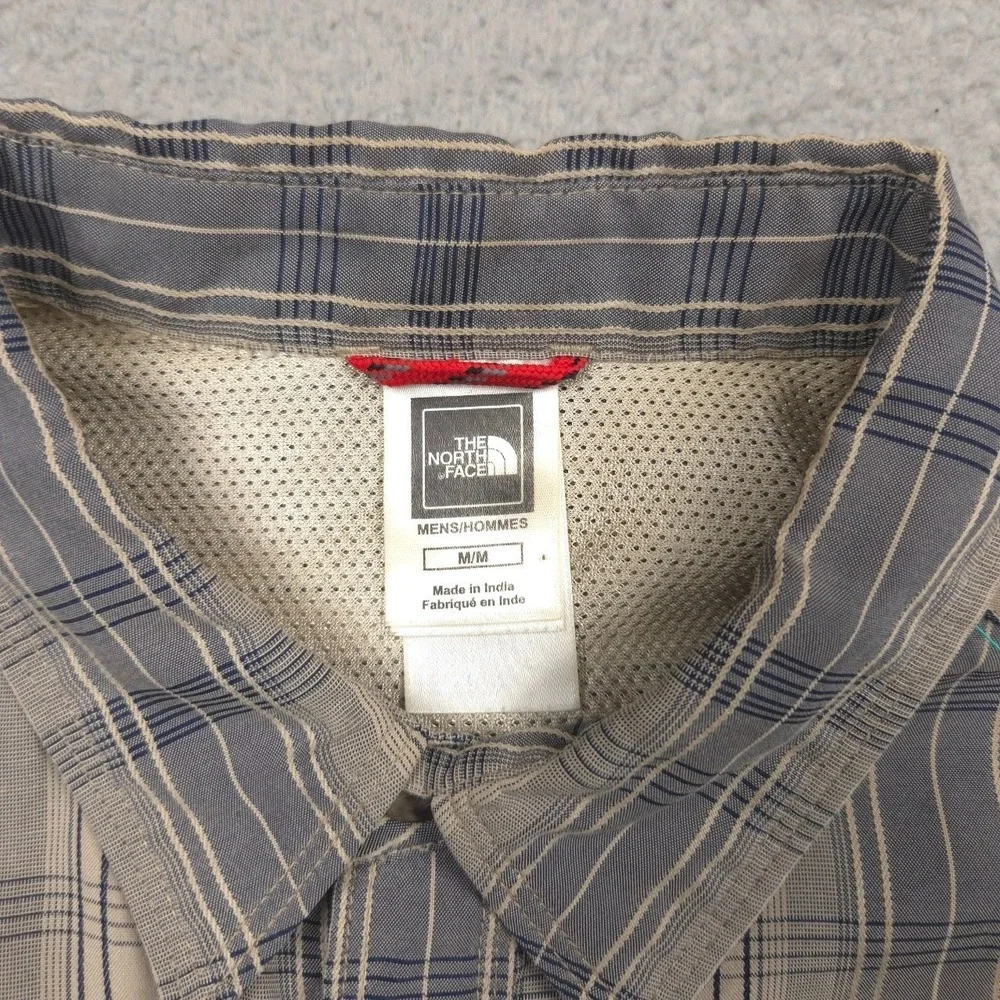 The North Face Mens M Plaid Button Shirt Modal Blend Hidden Zip Pocket